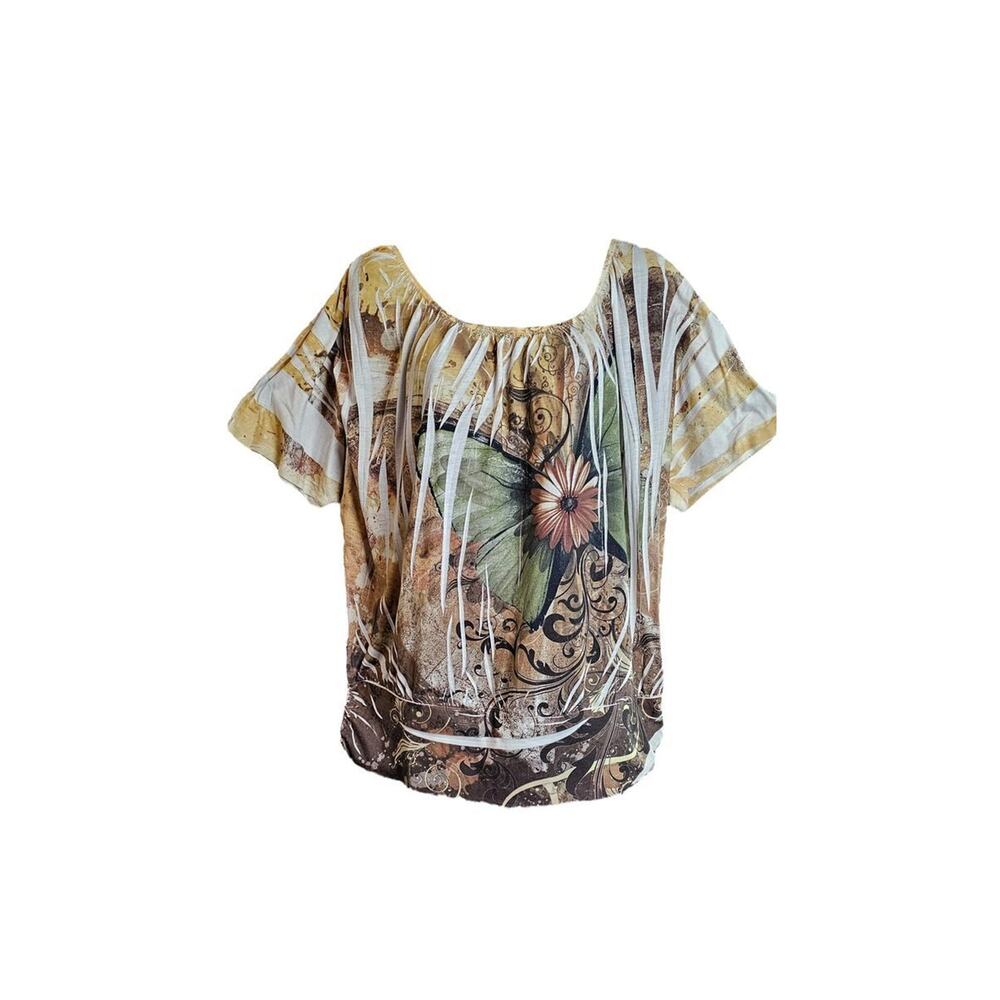 Beautiful Abstract Chic Stylish Top Size 1X (1X)